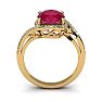 1 1/4 Carat Oval Shape Ruby and Halo Diamond Ring In 14 Karat Yellow Gold Image-4