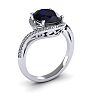 1 1/4 Carat Oval Shape Sapphire and Halo Diamond Ring In 14 Karat White Gold Image-2