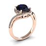 1 1/4 Carat Oval Shape Sapphire and Halo Diamond Ring In 14 Karat Rose Gold Image-2