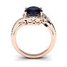 1 1/4 Carat Oval Shape Sapphire and Halo Diamond Ring In 14 Karat Rose Gold Image-4