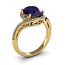 1 1/3 Carat Oval Shape Amethyst and Halo Diamond Ring In 14 Karat Yellow Gold Image-2