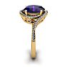 1 1/3 Carat Oval Shape Amethyst and Halo Diamond Ring In 14 Karat Yellow Gold Image-3