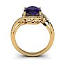 1 1/3 Carat Oval Shape Amethyst and Halo Diamond Ring In 14 Karat Yellow Gold Image-4