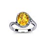 1 1/3 Carat Oval Shape Citrine and Halo Diamond Ring In 14 Karat White Gold Image-1