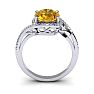 1 1/3 Carat Oval Shape Citrine and Halo Diamond Ring In 14 Karat White Gold Image-4