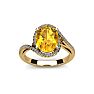 1 1/3 Carat Oval Shape Citrine and Halo Diamond Ring In 14 Karat Yellow Gold Image-1