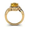 1 1/3 Carat Oval Shape Citrine and Halo Diamond Ring In 14 Karat Yellow Gold Image-4