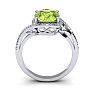 1 1/2 Carat Oval Shape Peridot and Halo Diamond Ring In 14 Karat White Gold Image-4