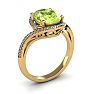 1 1/2 Carat Oval Shape Peridot and Halo Diamond Ring In 14 Karat Yellow Gold Image-2