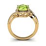 1 1/2 Carat Oval Shape Peridot and Halo Diamond Ring In 14 Karat Yellow Gold Image-4