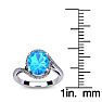 1 3/4 Carat Oval Shape Blue Topaz and Halo Diamond Ring In 14 Karat White Gold Image-5