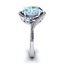 Aquamarine Ring: Aquamarine Jewelry: 1 1/3 Carat Oval Shape Aquamarine and Halo Diamond Ring In 14 Karat White Gold Image-3