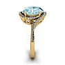 Aquamarine Ring: Aquamarine Jewelry: 1 1/3 Carat Oval Shape Aquamarine and Halo Diamond Ring In 14 Karat Yellow Gold Image-3
