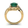 1 1/3 Carat Oval Shape Emerald and Halo Diamond Ring In 14 Karat Yellow Gold Image-4