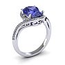 1 1/2 Carat Oval Shape Tanzanite and Halo Diamond Ring In 14 Karat White Gold Image-2