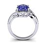 1 1/2 Carat Oval Shape Tanzanite and Halo Diamond Ring In 14 Karat White Gold Image-4