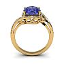 1 1/2 Carat Oval Shape Tanzanite and Halo Diamond Ring In 14 Karat Yellow Gold Image-4
