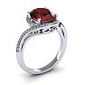 Garnet Ring: Garnet Jewelry: 1 3/4 Carat Oval Shape Garnet and Halo Diamond Ring In 14 Karat White Gold Image-2