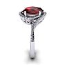 Garnet Ring: Garnet Jewelry: 1 3/4 Carat Oval Shape Garnet and Halo Diamond Ring In 14 Karat White Gold Image-3