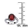 Garnet Ring: Garnet Jewelry: 1 3/4 Carat Oval Shape Garnet and Halo Diamond Ring In 14 Karat White Gold Image-5