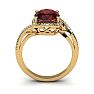 Garnet Ring: Garnet Jewelry: 1 3/4 Carat Oval Shape Garnet and Halo Diamond Ring In 14 Karat Yellow Gold Image-4