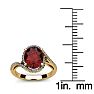 Garnet Ring: Garnet Jewelry: 1 3/4 Carat Oval Shape Garnet and Halo Diamond Ring In 14 Karat Yellow Gold Image-5