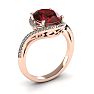 Garnet Ring: Garnet Jewelry: 1 3/4 Carat Oval Shape Garnet and Halo Diamond Ring In 14 Karat Rose Gold Image-2
