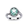 1 1/3 Carat Oval Shape Green Amethyst and Halo Diamond Ring In 14 Karat White Gold Image-1