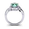 1 1/3 Carat Oval Shape Green Amethyst and Halo Diamond Ring In 14 Karat White Gold Image-4