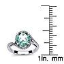 1 1/3 Carat Oval Shape Green Amethyst and Halo Diamond Ring In 14 Karat White Gold Image-5