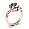 1 1/3 Carat Oval Shape Green Amethyst and Halo Diamond Ring In 14 Karat Rose Gold Image-2