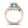 1 1/3 Carat Oval Shape Green Amethyst and Halo Diamond Ring In 14 Karat Rose Gold Image-4