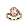 1-1/3 Carat Oval Shape Morganite and Halo Diamond Ring In 14 Karat Yellow Gold Image-1