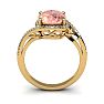 1-1/3 Carat Oval Shape Morganite and Halo Diamond Ring In 14 Karat Yellow Gold Image-4