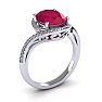 1 3/4 Carat Oval Shape Ruby and Halo Diamond Ring In 14 Karat White Gold Image-2