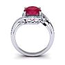 1 3/4 Carat Oval Shape Ruby and Halo Diamond Ring In 14 Karat White Gold Image-4