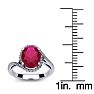 1 3/4 Carat Oval Shape Ruby and Halo Diamond Ring In 14 Karat White Gold Image-5