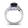 1 3/4 Carat Oval Shape Sapphire and Halo Diamond Ring In 14 Karat White Gold Image-4