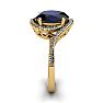 1 3/4 Carat Oval Shape Sapphire and Halo Diamond Ring In 14 Karat Yellow Gold Image-3