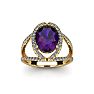 1 1/2 Carat Oval Shape Amethyst and Halo Diamond Ring In 14 Karat Yellow Gold Image-1