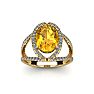 1 1/2 Carat Oval Shape Citrine and Halo Diamond Ring In 14 Karat Yellow Gold Image-1
