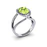 1 3/4 Carat Oval Shape Peridot and Halo Diamond Ring In 14 Karat White Gold Image-2