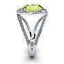 1 3/4 Carat Oval Shape Peridot and Halo Diamond Ring In 14 Karat White Gold Image-3