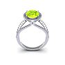 1 3/4 Carat Oval Shape Peridot and Halo Diamond Ring In 14 Karat White Gold Image-4
