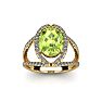 1 3/4 Carat Oval Shape Peridot and Halo Diamond Ring In 14 Karat Yellow Gold Image-1