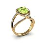 1 3/4 Carat Oval Shape Peridot and Halo Diamond Ring In 14 Karat Yellow Gold Image-2
