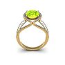 1 3/4 Carat Oval Shape Peridot and Halo Diamond Ring In 14 Karat Yellow Gold Image-4