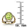 1 3/4 Carat Oval Shape Peridot and Halo Diamond Ring In 14 Karat Yellow Gold Image-5