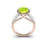 1 3/4 Carat Oval Shape Peridot and Halo Diamond Ring In 14 Karat Rose Gold Image-5