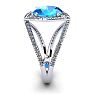 2 Carat Oval Shape Blue Topaz and Halo Diamond Ring In 14 Karat White Gold Image-3